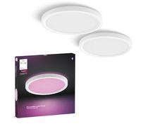 Philips Hue Devote Smart LED Panel Light, White and Color Ambiance, Round 30cm, 16.6W, 2000 Lumens, White Frame for Indoor Home Lighting, Ceiling, Living Room, Kitchen, Hallway, 2 Pack, S
