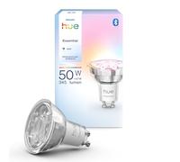 Philips Hue Essential LED GU10 Spotlight Smart Bulb, White and Colour Ambience, 4.7W, 2200K-6500K, 345 LM, Dimmable LED Bulb, Smart Lighting Works with Alexa, Google Assistant, and Apple Home, 1 Pack