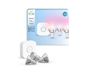 Philips Hue Essentials Colour Gu10 3-Pack And Bridge One Colour