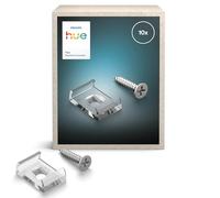 Philips Hue Flux LED Strip Light Mounting Brackets, Pack of 10 | Screws and Tape Included, Strong Transparent Clips, Flexible Indoor Lighting, Easy Installation, Smart Home