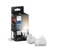 Philips Hue GU10 Spotlight Bulb, 2 Pack | White Ambiance Light, Smart LED, 400lm, 4.2W, Dimmable, Bluetooth App Control, Smart Home