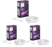 Philips Hue Lightstrip Extension v4 [1 m] White and Colour Ambiance Smart LED Kit with Bluetooth, Compatible with Alexa, Google Assistant and Apple HomeKit (Packaging May Vary) (Pack of 3)
