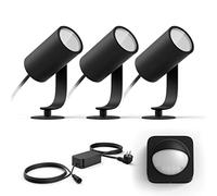 Philips Hue Lily 3 Garden Spots (Anthracite) - White and Colored Light - Includes Power Cable, Motion Sensor for Outdoors - Garden Lighting - Hue White and Color Ambiance