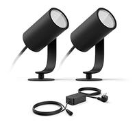 Philips Hue Lily Basic Set of 2 Garden Spots (Anthracite) - White and Colored Light - Includes Power Cable Garden Lighting - Hue White and Color Ambiance