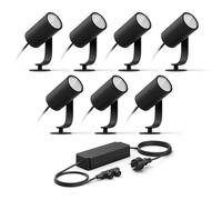 Philips Hue Lily Basic Set of 7 Garden Spots (Anthracite) - White and Colored Light - Includes Power Cable Garden Lighting - Hue White and Color Ambiance