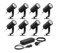 Philips Hue Lily Basic Set of 8 Garden Spots (Anthracite) - White and Colored Light - Includes Power Cable Garden Lighting - Hue White and Color Ambiance