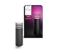 Philips Hue Lucca Outdoor Pedestal Light, Smart LED, Black | White and Colour Ambiance Light, 1100lm, A60 Bulb Included, For Garden and Patio, Dimmable, Requires Hue Bridge, Smart Home