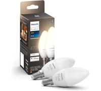 Philips Hue New Smart Candle Light Bulb, E14 Edison Screw, 2 Pack, White | White Ambiance Light, Smart LED, 5.5W, 470lm, Dimmable, Bluetooth App and Voice Control, Smart Home