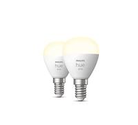 Philips Hue New White Smart Light Bulb Luster 2 Pack [E14 Small Edison Screw] with Bluetooth. Works with Alexa, Google Assistant and Apple Homekit