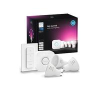 Philips Hue 4.2W GU10 Colour Smart LED 3-Pack Bulbs Starter Kit and Dimmer Switch