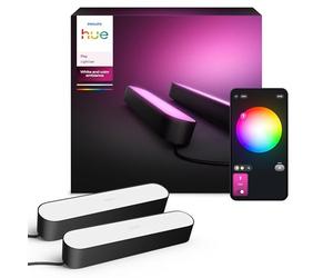 Philips Hue Play Light Bar, 2 Pack, Black | White and Colour Ambiance Light, Smart LED, 13.2W, TV Backlight Lighting, Smart Home