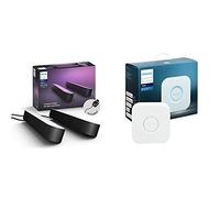 Philips Hue Play White & Colour Ambiance Smart Light Bar Double Pack Base Unit [Black] + Hue Bridge, Sync with Gaming, Entertainment and Music, Works with Alexa, and Voice Control.