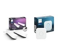 Philips Hue Play White & Colour Ambiance Smart Light Bar Double Pack Base Unit [White] + Hue Bridge, Sync with Gaming, Entertainment and Music, Works with Alexa, and Voice Control.