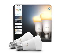 Philips Hue Smart LED A60 Bulb, White Ambiance, E27 Base, 8.1W, Full Spectrum Light 1000K-20000K, 1100 Lumens, Dimmable, Works with Alexa, Google Assistant, and Apple Home, 2 Pack