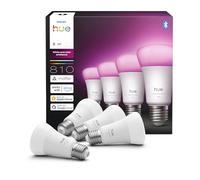Philips Hue Smart LED A60 Bulb, White and Color Ambiance, E27 Base, 6W, Full Spectrum Light 1000K-20000K, 810 Lumens, Dimmable, Works with Alexa, Google Assistant, and Apple Home, 4 Pack