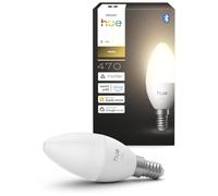 Philips Hue Smart LED Candle Bulb, B39, E14, 1 Pack, Warm White Light 2700 K, 470 lm, Low Dimming, Alexa, Google Home, Apple Home