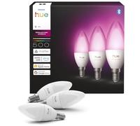 Philips Hue Smart LED Candle Bulb, B39, E14, 3 Pack, White and Color Ambiance, Full Spectrum Light 1000 K-20000 K, 500 lm, Ultra-Low Dimming, Chromasync, Alexa, Google Home, Apple Home