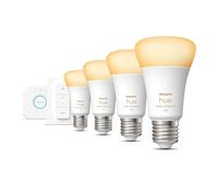 Philips Hue Starter Kit - E27 - with 4 Standard Bulbs - Warm to Cool White Light - Includes Hue Bridge - Hue Dimmer Switch - Hue White Ambiance