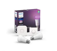 Philips Hue Starter Kit White and Colour Ambiance: Smart Bulb 2 Pack LED [E27 Edison Screw] Including Hue Smart Button and Hue Bridge, Works with Alexa, Google Assistant and Apple HomeKit