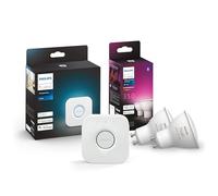 Philips Hue Starterkit White and Colour Ambience 2 Pack GU10 Bulbs and Bridge