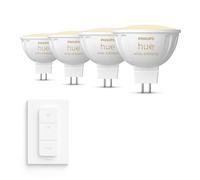 Philips Hue Value Pack - GU5.3 - with 4 Spotlight Bulbs (MR16) - 12V - Warm to Cool White Light - Includes Hue Dimmer Switch - Hue White Ambiance