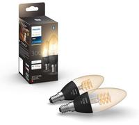 Philips Hue Warm White Filament Candle Smart Light Bulb 2 Pack [E14 Small Edison Screw] With Bluetooth. Works with Alexa, Google Assistant and Apple
