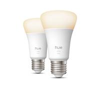 Philips Hue Smart LED A60 Bulb, Warm White Light 2700K, E27 Base, 9.5W, 1100 Lumens, Dimmable, Works with Alexa, Google Assistant, and Apple Home, 2 Pack