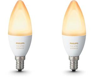 Philips Hue White Ambiance LED Candle Smart Light Bulb Twin Pack [E14 Small Edison Screw] with Bluetooth, works with Alexa, Google Assistant and Apple HomeKit