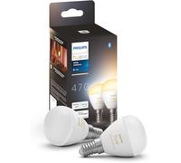 Philips Hue White Ambiance Luster Smart LED Light Bulb 2 Pack [E14 Edison Screw] for Indoor Home Lighting, Livingroom, Bedroom.