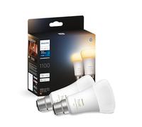 Philips Hue White Ambiance Smart Bulb Twin Pack LED [B22 Bayonet Cap] - 1100 Lumens (75W Equivalent). Works with Alexa, Google Assistant and Apple Homekit