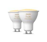 Philips Hue White Ambiance Smart Light Bulb Twin Pack [GU10 Spot] with Bluetooth. Works with Alexa, Google Assistant and Apple HomeKit