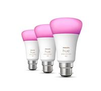 Philips Hue White & Colour Ambiance Wireless Lighting LED Colour Changing Light Bulb with Bluetooth, 5.7W B22, Pack of 3