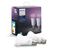 Philips Hue White and Colour Ambiance LED Smart Light Bulb 2 Pack [B22 Bayonet Cap] 60W Equivalent, with Bluetooth, Works with Alexa, Google Assistant and Apple Homekit.