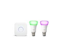 Philips Hue White and Colour Ambiance Mini Starter Kit [B22 Bayonet Cap] Includes 2 Smart LED Bulbs and a Hue Bridge, Compatible with Alexa, Google Assistant and Apple Homekit