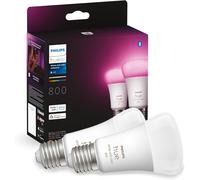 Philips Hue White and Colour Ambiance Smart Light Bulb 2 Pack 60W - 800 Lumen [E27 Edison Screw] with Bluetooth. Works with Alexa, Google Assistant