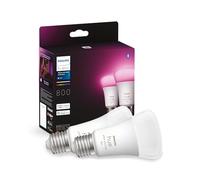 Philips Hue White and Colour Ambiance Smart Light Bulb 2 Pack 60W - 800 Lumen [E27 Edison Screw] with Bluetooth. Works with Alexa, Google Assistant