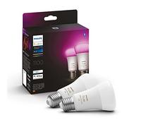 Philips Hue White and Colour Ambiance Smart Light Bulb 2 Pack 75W - 1100 Lumen (E27 Edison Screw) with Bluetooth. Works with Alexa, Google Assistant