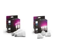 Philips Hue White and Colour Ambiance Smart Light Bulb 2 Pack 75W - 1100 Lumen & White & Colour Ambiance Smart Spotlight 3 Pack LED [GU10 Spotlight]