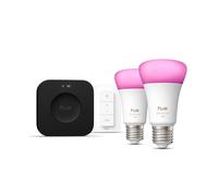Philips Hue White and Colour Ambiance Starter kit: 2 E27 smart bulbs + Dimmer switch + Bridge Pro