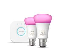Philips Hue White and colour ambience Starter kit: 2 B22 smart bulbs (1100)