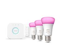 Philips Hue White and colour ambience Starter kit: 3 E27 smart bulbs (1100) + dimmer switch