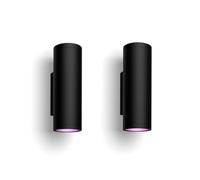 Philips Hue White & Color Ambiance Appear Outdoor Wall Light (1,180 lm), 2-Pack, dimmable Wall Light for The Hue Lighting System with 16 Million Colours, Smart Light Control via Voice or app, Black