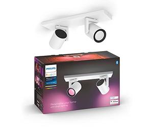 Philips Hue White & Color Ambiance Ceiling lamp Argenta with Two spotlights, dimmable LED spotlights for the Hue System with 16 Million Colours, Intelligent Light Control via Voice and app, White.