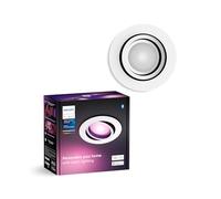 Philips Hue White & Color Ambiance Centura Round downlights 1 Pack, dimmable Ceiling Lights for Hue Lighting System with 16 Million Colours, Intelligent Light Control via Voice and app, White.