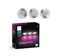 Philips Hue White & Color Ambiance Xamento 3-Pack, dimmable Bathroom Lights for Hue Lighting System with 16 Million Colours, Intelligent Light Control via Voice and app, Silver