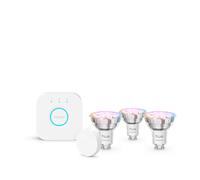 Philips Hue White & Colour Ambiance Essential Starter Kit: 3 Gu10 Smart Bulbs (345 Lm) + Smart Button