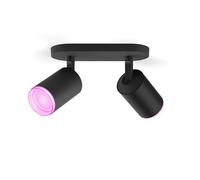 Philips Hue White & Color Ambiance Fugato Spot 2 FLG. Black 2x350lm, dimmable, 16 Million Colours, app-controllable, Compatible with Amazon Alexa (Echo, Echo Dot)
