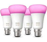 Philips Hue White & Colour Ambiance Smart Bulb 4 Pack LED [B22] with Bluetooth - 570 Lm 2700K and 806 lm 4000K