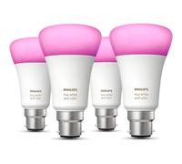 Philips Hue White & Colour Ambiance Smart Bulb 4 Pack LED [B22] with Bluetooth - 570 Lm 2700K and 806 lm 4000K