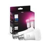 Philips Hue White & Colour Ambiance Smart Bulb Twin Pack LED [B22 Bayonet Cap] - 1100 Lumens (75W Equivalent). Works with Alexa, Google Assistant and Apple Homekit, 2 Count (Pack of 1)